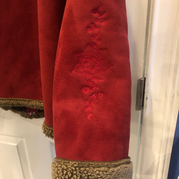 L.L. Bean Red Faux Suede & Sherpa Holiday Jacket XL ❤️ - Picture 6 of 11